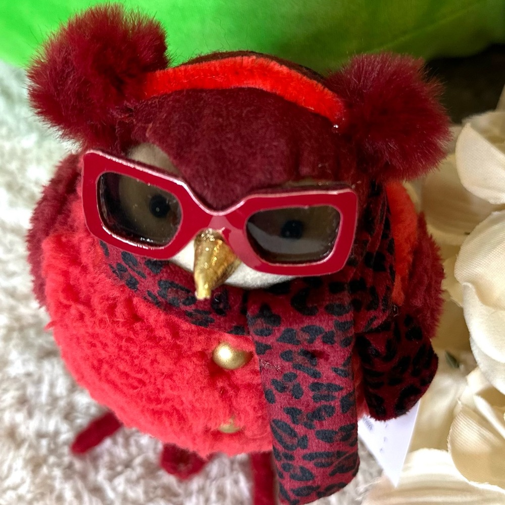 Target 2023 6.75" Feathery Friends "Ruby" Bird Leopard scarf fabric wondershop - Picture 3 of 11